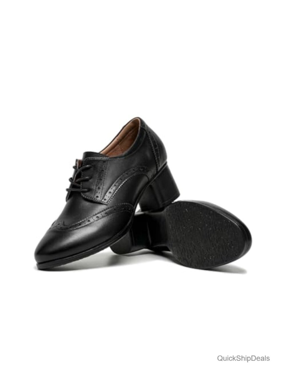 Vintage 1940s Oxford Heels Women Calf Leather Lace Up Wingtip Brogue Platform